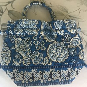 Vera Bradley small drawstring cinch bag purse blue floral print